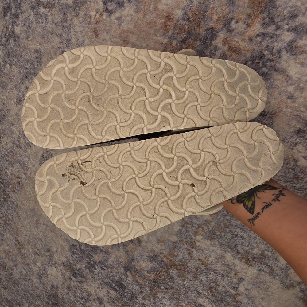 Birkenstock Gizeh Shoes Womens Size 10 White Thong Cork Sandals Comfort Boho - Picture 7 of 8